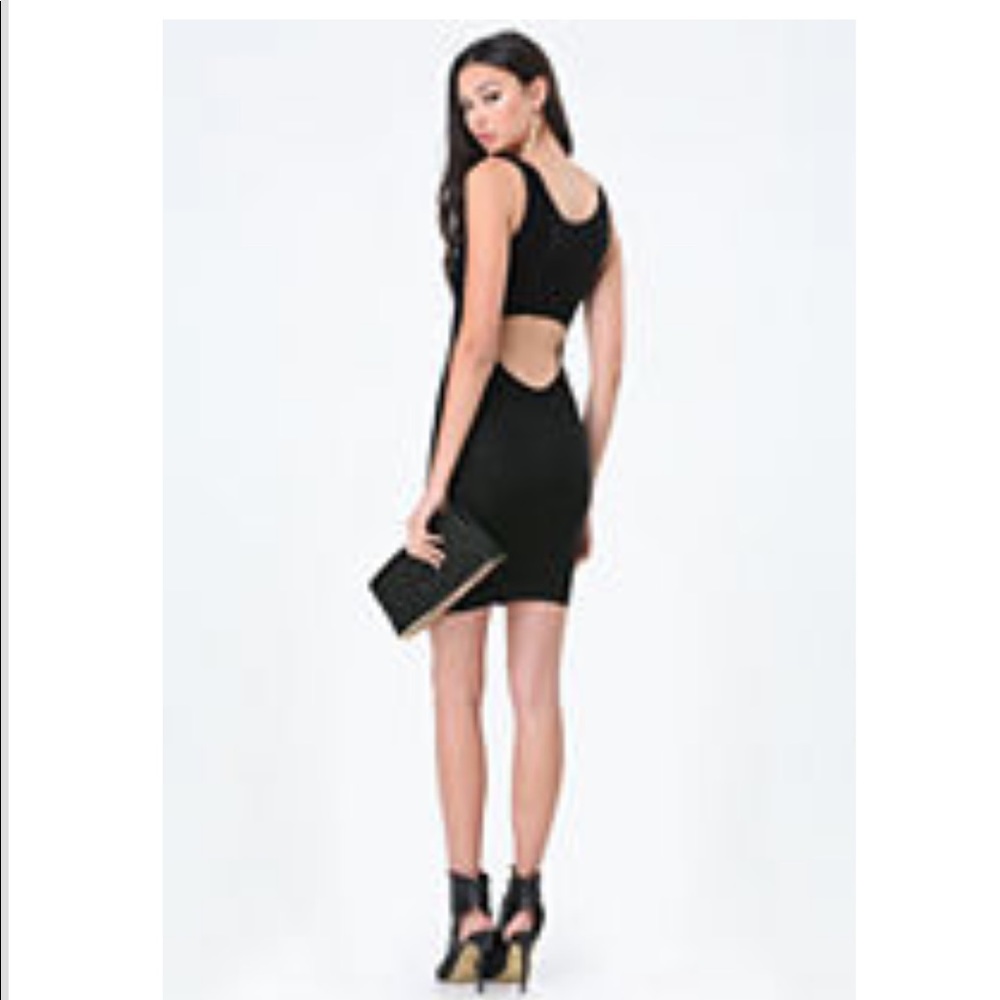 Brand new with tags! bebe back cut out shine dress